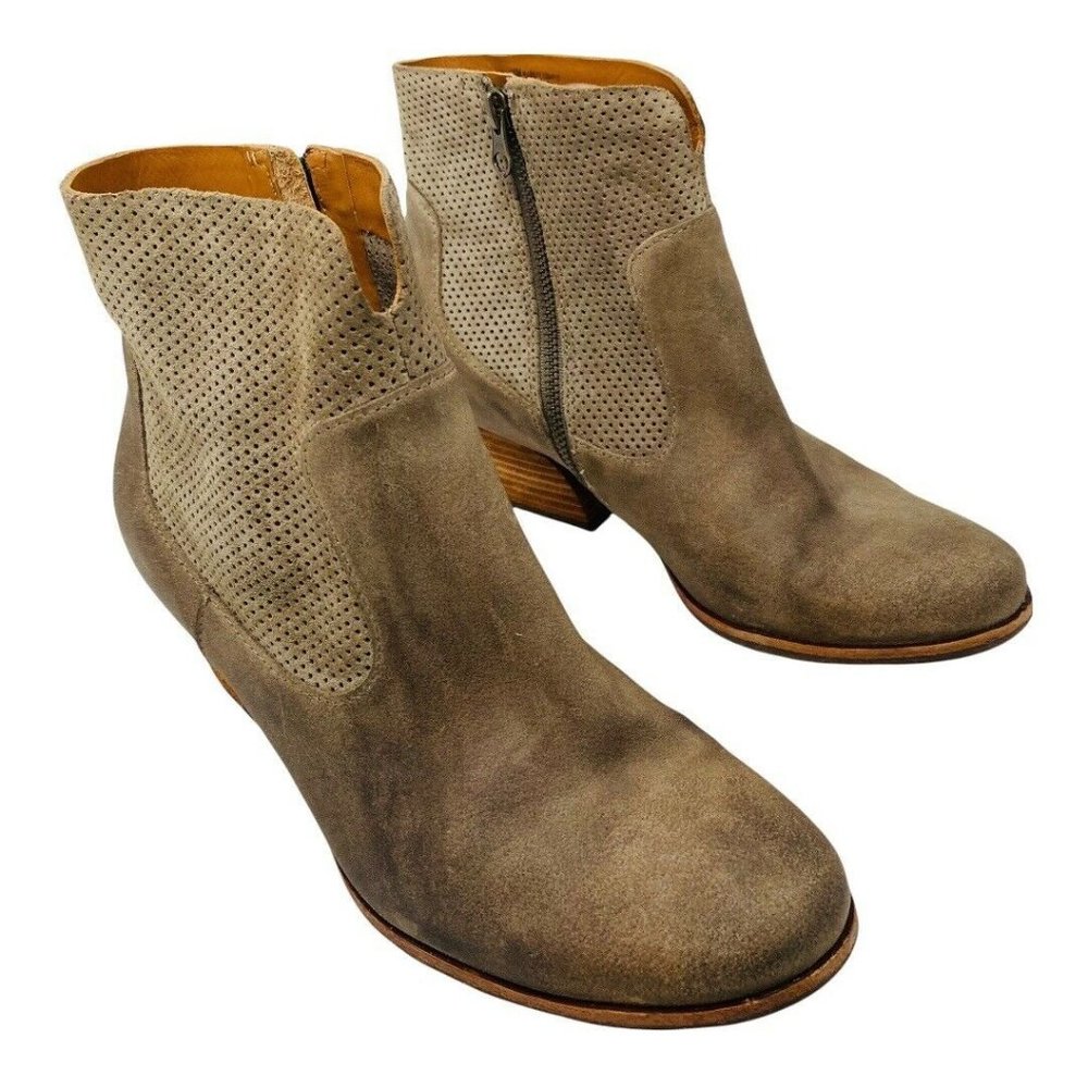 Kork Ease Ankle Boots Sherill 10 Beige Tan Distressed Booties Comfort Shoes